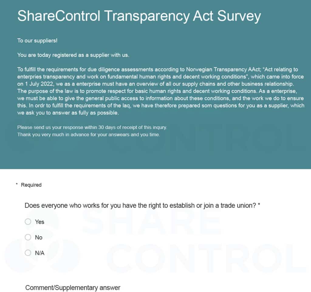 ShareControl Transparency Survey