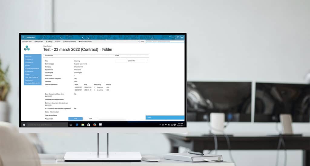 ShareControl Contract dashboard