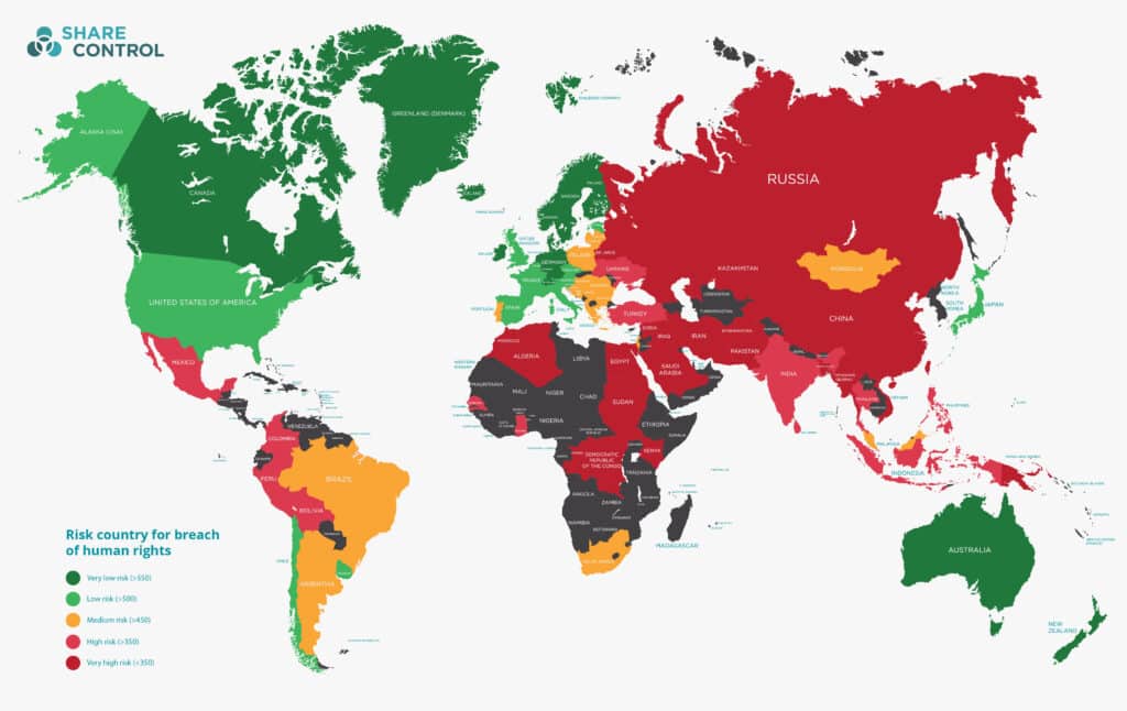 Risk countries under the Transparency Act